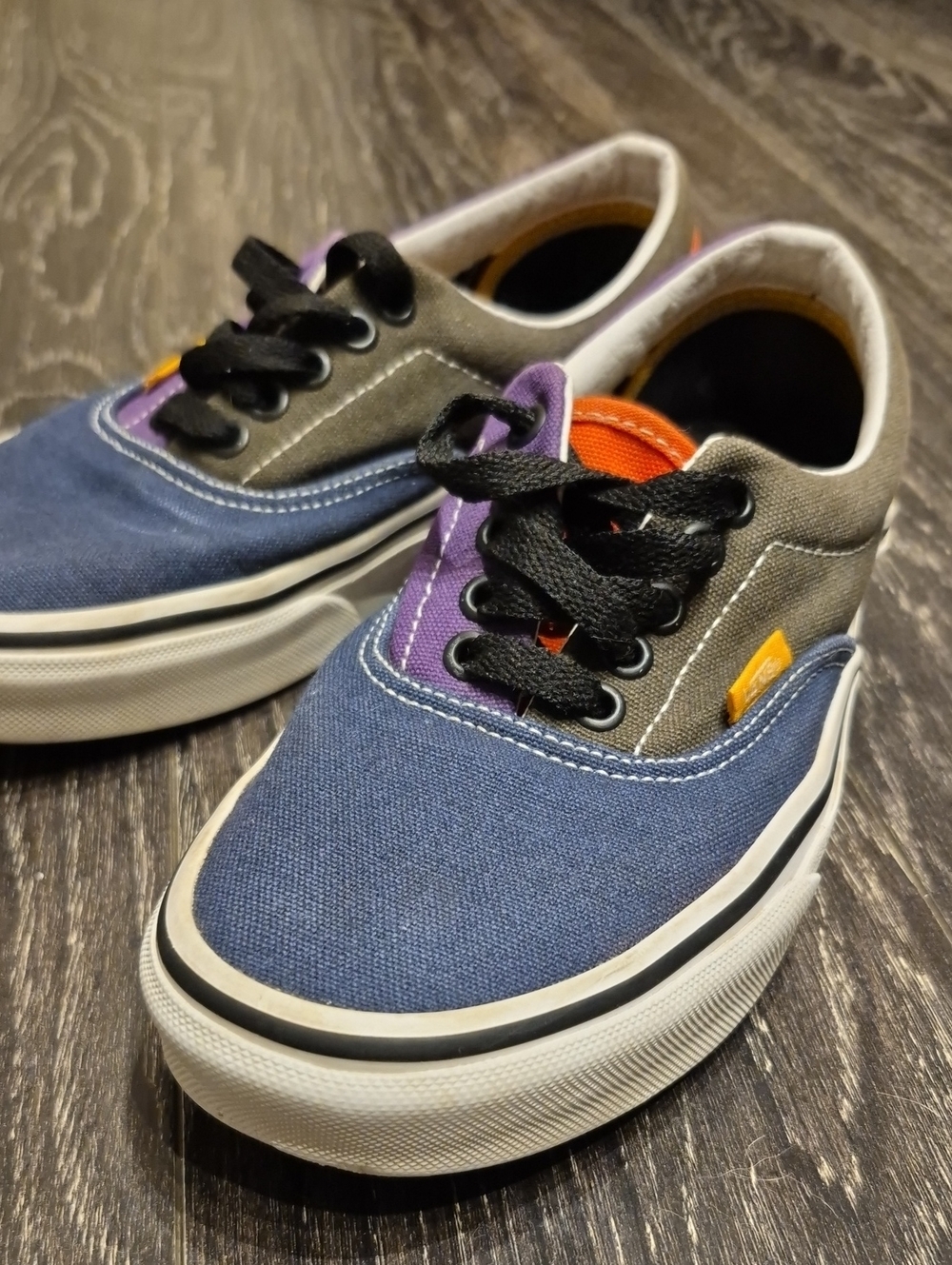 Vans Multicolor Canvas Low-Top Sneakers — Blue, Gray, Purple, Orange